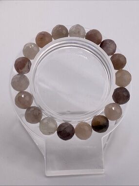 Earth-Tone Faceted Agate Statement Bracelet